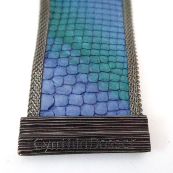 CYNTHIA DESSER wide Leather cuff embossed snakeskin - Picture 7 of 7